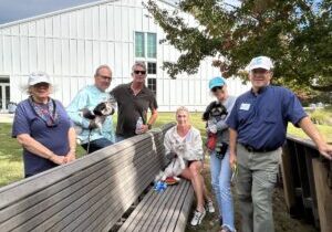 Some Immanuel Members and their pets (left to right): Tona Newland, Dick Lauterbach and Georgia, Tim and Cindy with Louis, Diane with Arabella and Deacon Jon Bryan.